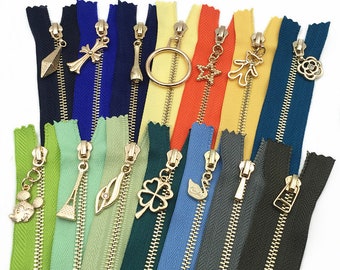 2 pcs- 6"-47" Gold Teeth Zippers, 38 colors Metal Zippers For Pants Bags #3 BRASS Closing - Select Color and Length