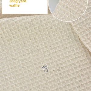 WAFFLE Cotton Fabric, Waffle Weave In Pale Blue Pink Beige White Ivory, Waffle Check Fabric Cotton 1/2 yard 3 beige