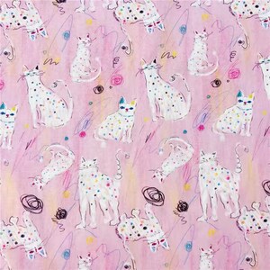 20s Spots Abstract Cats Print Pink Cotton Fabric for Hats, Kiss Clasp Bags, Book Covers & Pouches- 1/2 yard image 3