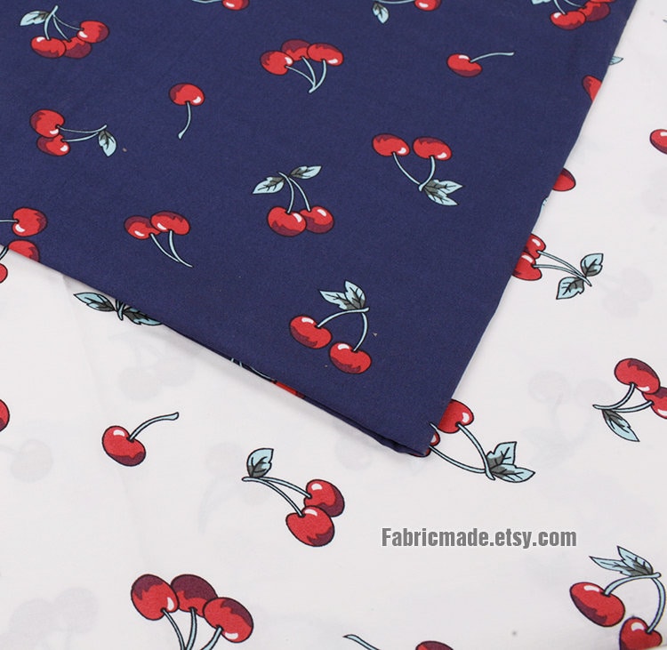 Tela Jersey De Algodón Por Metro - Estampado Bayas Rojas Y Hojas De Acebo - Azul - Ancho 147cm - Soimoi