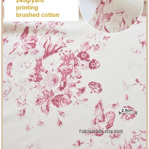 Puede incluir: Tela de algod&oacute;n cepillado estampado con flores rojas. La tela es 100% algod&oacute;n y mide 45 pulgadas por 115 cent&iacute;metros. La tela pesa 245 gramos por yarda.