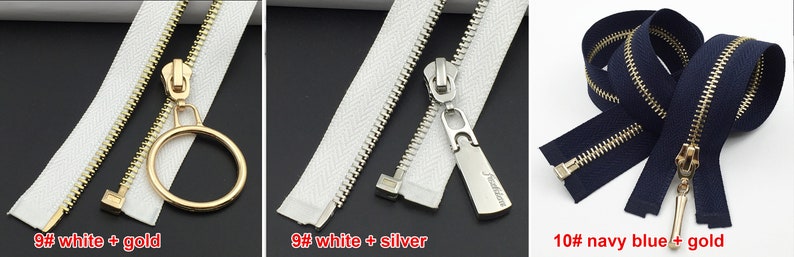 Silver Gold 5 Teeth Zippers, One Way Metal Zippers For Jackets & Chaps BRASS Separating Select Color and Length image 7
