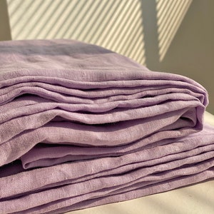 Tela de lino 100 % de 110&quot; de ancho, color lila y morado, suavizada y lavada a la piedra, para acolchar, ropa de cama y ropa de cama - 50 cm