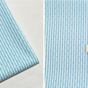 Stripes Dots Coordinating Cotton Fabric For Kids Quilting Clothing 1/2 yard 1# aqua blue