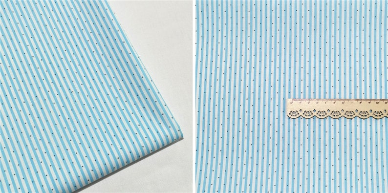 Stripes Dots Coordinating Cotton Fabric For Kids Quilting Clothing 1/2 yard 1# aqua blue
