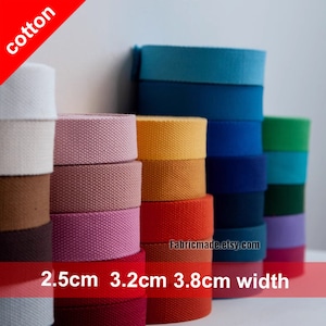 35 colores: asa de bolsa de algodón grueso, correa de lona de algodón, suministro de bolsas, asa de bolsa de mano, asa de correa de bolsa, mujer, asa de bolsa - 5 yardas 1-1,5"