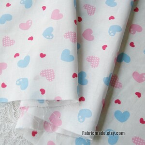 Pink Blue Flower Love Heart Cotton Fabric 1/2 yard image 6