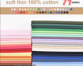 71 Colors Thin Solid Cotton Fabric Lining Fabric- 1/2 yard