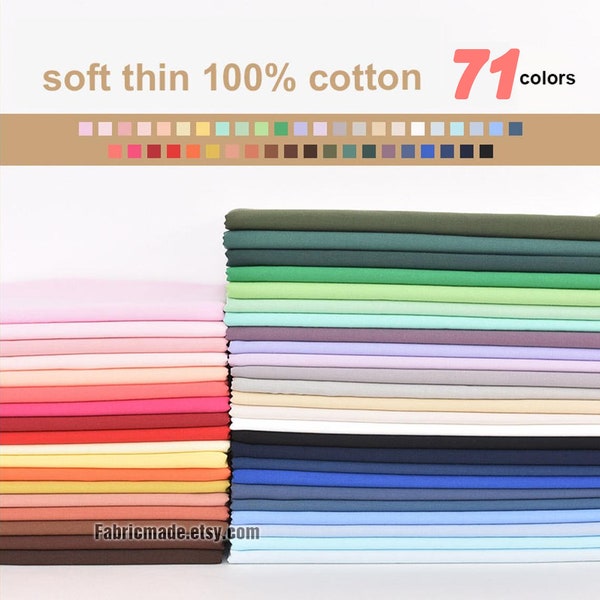 71 Colors Thin Solid Cotton Fabric Lining Fabric- 1/2 yard