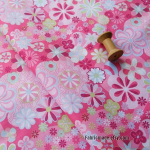 Pink Blue Flower Love Heart Cotton Fabric 1/2 yard 1 pink floral