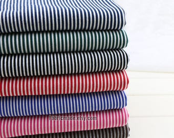 3mm Stripe Baby Jersey Knit Cotton Fabric – White, Red, Green, Blue