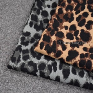 Leopard Print Corduroy Fabric Brown Gray Grey Leopard Fabric For Spring Autumn Winter - 1/2 yard