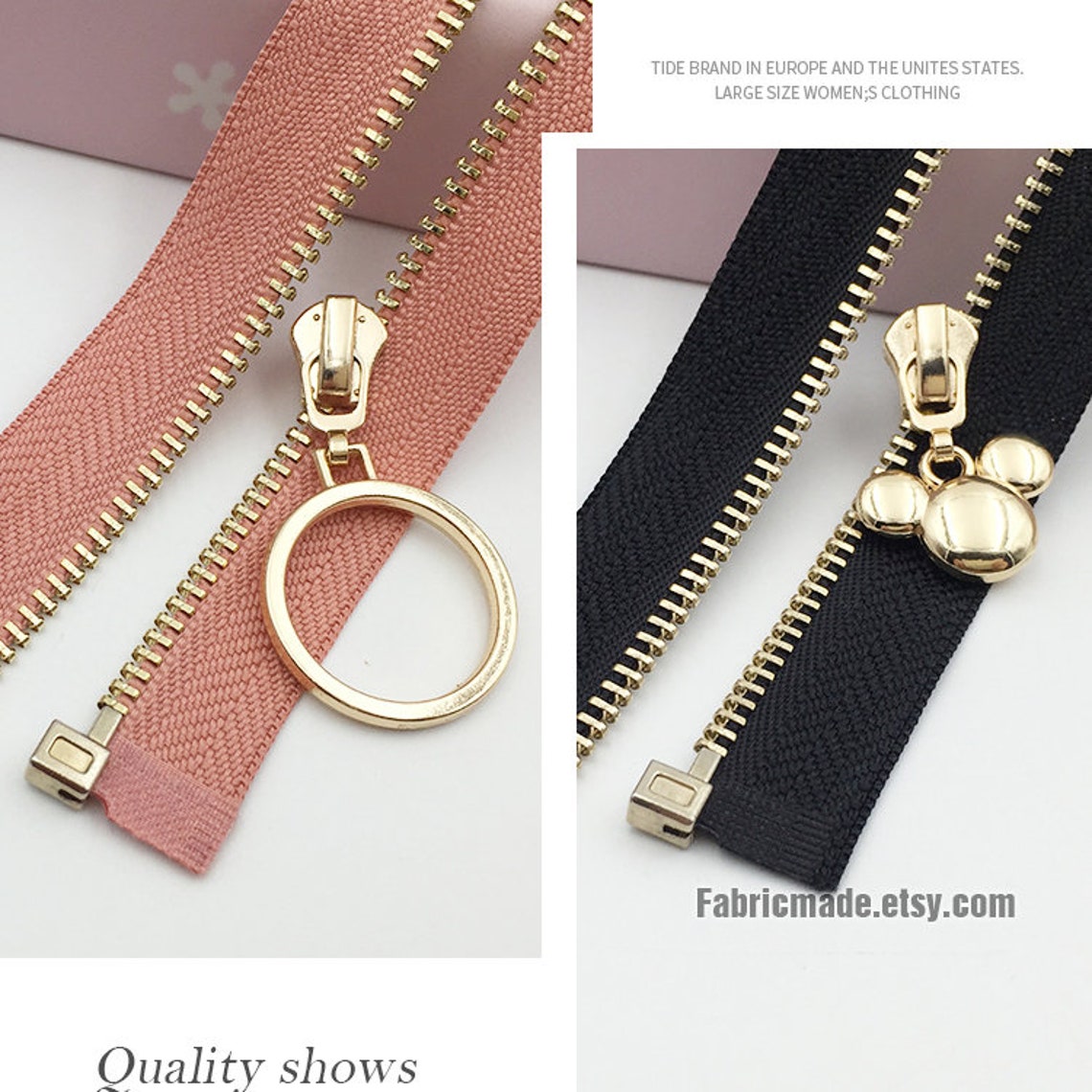 2 pcs 631 Gold Teeth Zippers White Black Red Etsy