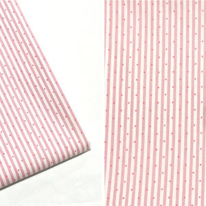 Stripes Dots Coordinating Cotton Fabric For Kids Quilting Clothing 1/2 yard 2# pink