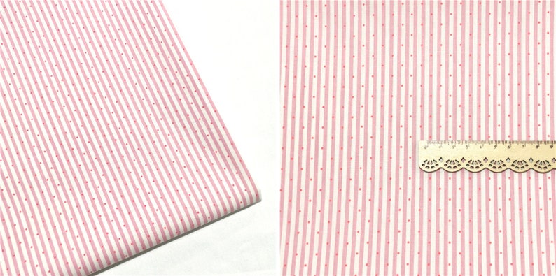 Stripes Dots Coordinating Cotton Fabric For Kids Quilting Clothing 1/2 yard 2# pink