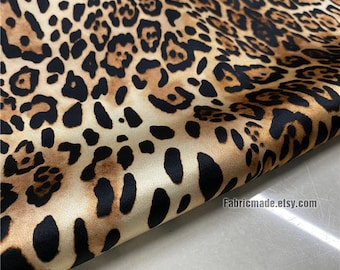 Leopard print Stretch Silk Charmeuse Silk/ Silk for Fashion 44 inch 19 Momme - 19.6"/50cm