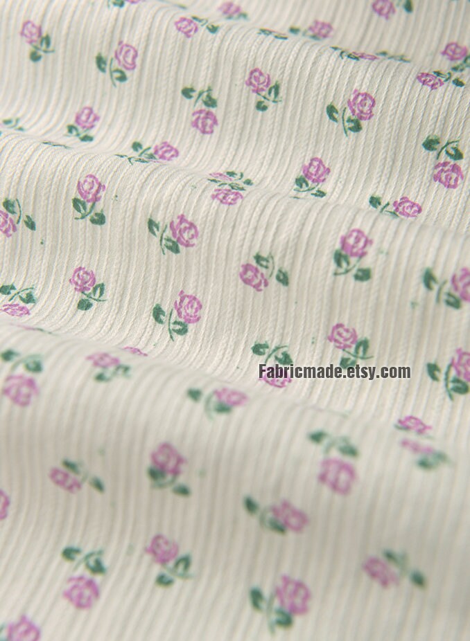 Neat Purple Pink Floral Jacquard Stripes Cotton Fabric - 1/2 Yard - Etsy