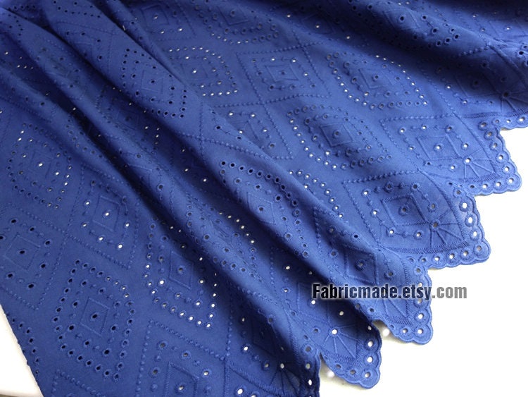 Navy blue eyelet fabric deals