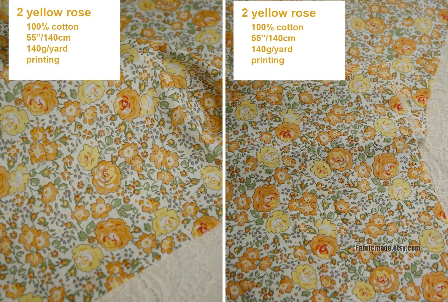 Lot De 4 Bandes De Tissu Coton Floral Jaune à Tulipes Rouges - 4,20 Mètres - Idéal Pour Coussins Et Décoration