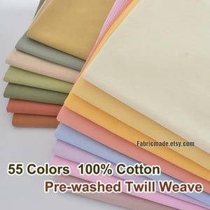 55 Colors Plain Cotton Fabric Pre-washed Solid Cotton - 1/2 yard