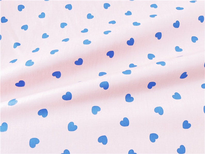 Love heart Cotton Fabric For Kids Dress Quilting 1/2 yard 7 pink background