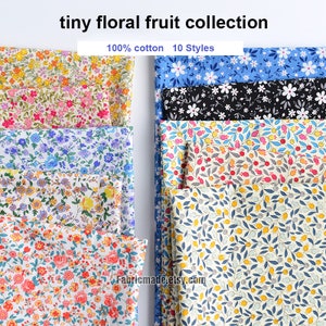 10 styles Tiny Floral Cotton Fabric Shabby Flower Fruit Cotton Fabric Collection- 1/2 yard