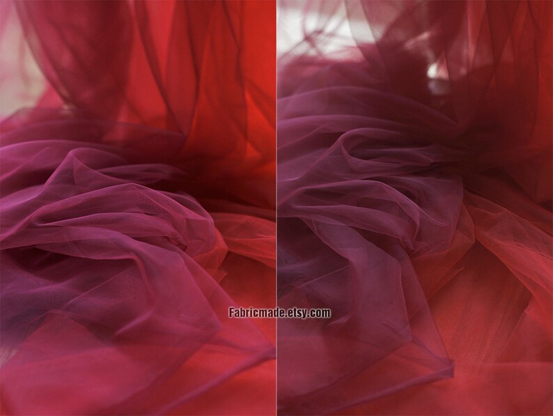 Red Translucent Fabric Super Transparent Red Burgundy Red Netting Fabric for Creative Designer ...