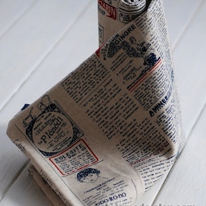 Vintage Newspaper Fabric Linen Fabric Vintage Looking Linen Cotton Fabric Antique Fabric - 1/2 Yard