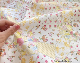 Tissu en coton floral hexagonal pour robe patchwork - 1/2 yard