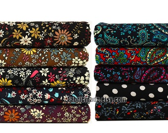 Corduroy Cotton Fabric Floral Paisley Flower Cotton - 1/2 yard