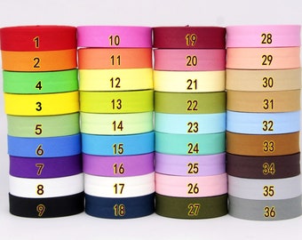 43 kleuren - 10 meter Stevige biaisband, 1" 25 mm 100% katoenen randband voor quilten, vlaggetjes en zomernaaiprojecten
