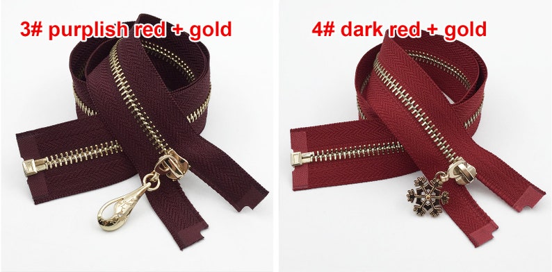 Silver Gold 5 Teeth Zippers, One Way Metal Zippers For Jackets & Chaps BRASS Separating Select Color and Length image 5