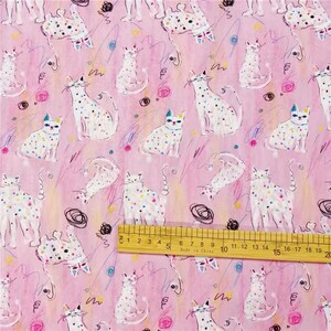 20s Spots Abstract Cats Print Pink Cotton Fabric for Hats, Kiss Clasp Bags, Book Covers & Pouches- 1/2 yard image 4