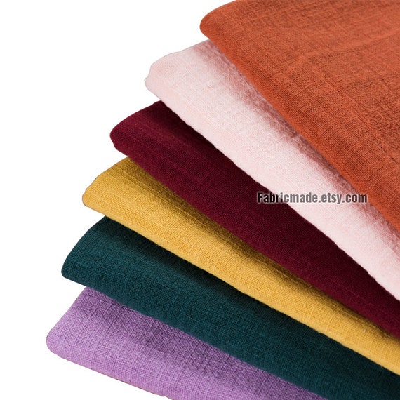 32 Colors Linen Fabric Light Weight Summer Linen Cotton Blended Bamboo  Joint Texture Fabric by Yard 