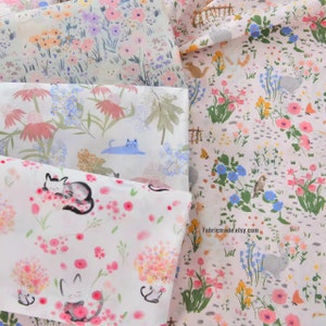Cartoon Animal Cotton Fabric-1/2 yard