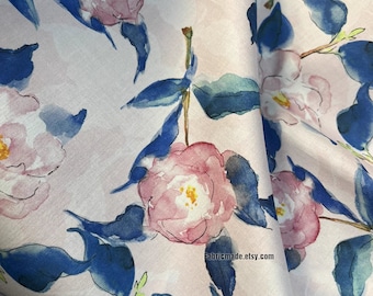 Pink Rose Flower Cotton Fabric