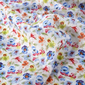 Thin Blue Red Purple Yellow Seersucker Bubble Cotton Fabric For Summer - 1/2 Yard
