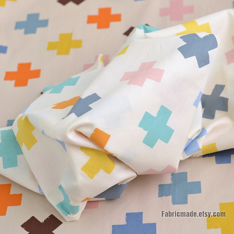 Geometric Cross Cotton Fabric Colors Cross On Ivory Khaki | Etsy