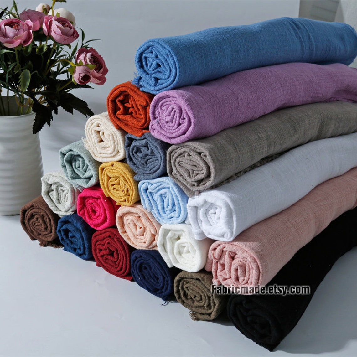 Linen Fabric by Yard Solid Linen Gauze Fabric Light Weight Etsy