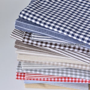 Sale- Cotton Linen/ Stripe Fabric/ Linen/ Plaid Linen/ Linen Fabric- 1/2 yrd