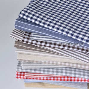 Striped and Plaid Cotton Linen Fabric – Yarn Dye, Sewing and Crafting (1/2 Yrd)