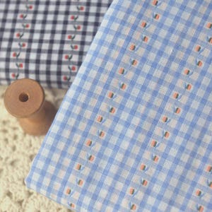 Yarn Dye Gingham Jacquard Fruit Linen Cotton Blend Fabric - 1/2 yard