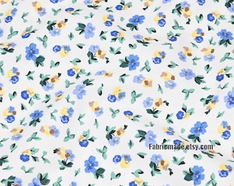 Tela floral marrón de algodón de tejido liso - 1/2 yarda