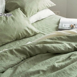 Tela de lino 100 % de 110&quot; de ancho, color verde salvia mostaza, suavizada, lavada a la piedra, para acolchar, ropa de cama, 20&quot;/50 cm