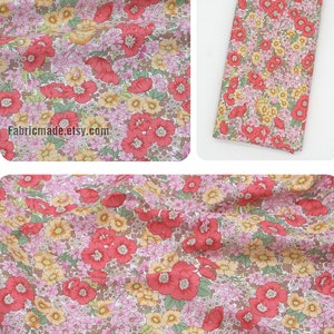SHABBY Chic Flower Floral Pink Yellow Blue Floral Cotton Fabric - 1/2 yard