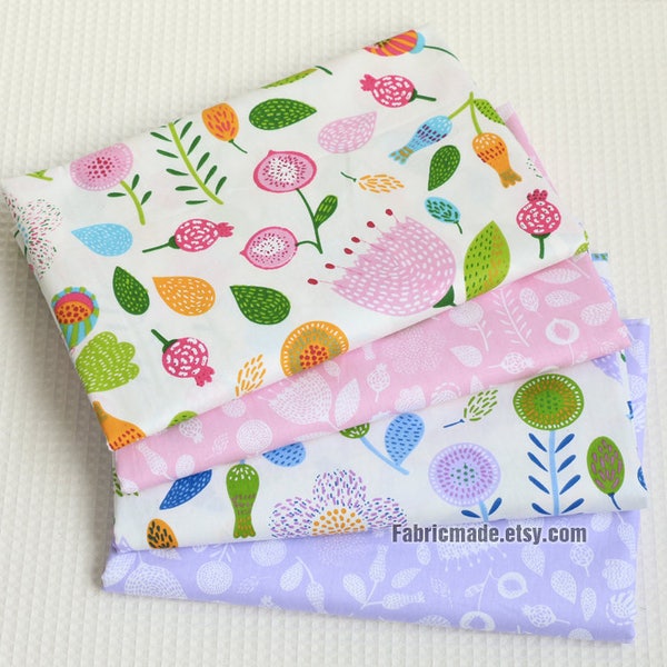 Tissu en coton floral, tissu shabby chic, tissu floral pastel pour vêtements de courtepointe pour bébé - 1/2 yard