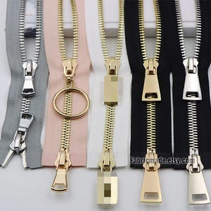 Luxury #8 Gold Silver Teeth Zippers, BRASS Extra Heavy 2 Way Separating - Select Color and Length