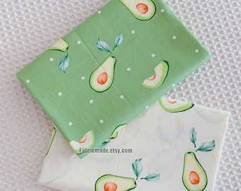 Avocado Cotton Fabric Fruit Green Avocado Quilting Cotton- 1/2 Yard