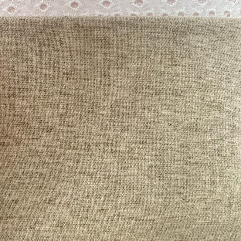 Cream Beige Linen Cotton Fabric – Natural Upholstery, Bag Fabric (1/2 yard) image 8