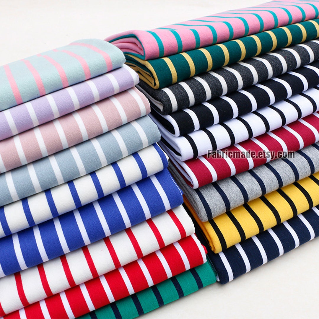 Stripes Jersey Knit Cotton Fabric, Grey White Red Green Navy Blue Black  White Stripes Jersey Fabric 1/2 Yard - Etsy